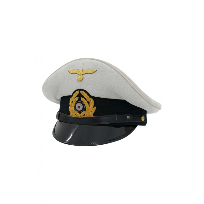 WWII German Kriegsmarine NCO White Cotton Visor Cap ww2 german Kriegsmarine cap,Kriegsmarine visor cap,Kriegsmarine Lieutenant visor cap,Kriegsmarine Captain visor cap,Kriegsmarine General visor cap