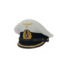 WWII German Kriegsmarine Lieutenant White Cotton Visor Cap ww2 german Kriegsmarine cap,Kriegsmarine visor cap,Kriegsmarine Lieutenant visor cap,Kriegsmarine Captain visor cap,Kriegsmarine General visor cap
