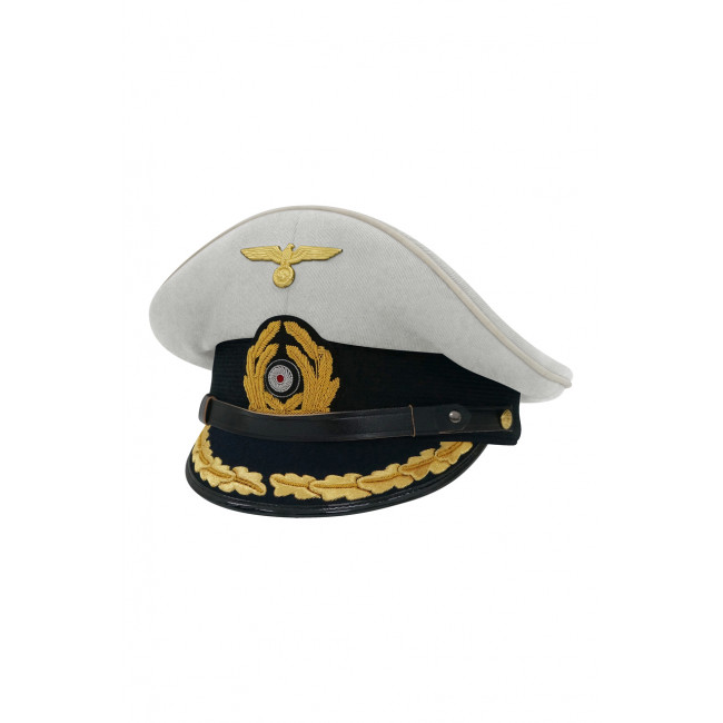 WWII German Kriegsmarine Captain White Cotton Visor Cap ww2 german Kriegsmarine cap,Kriegsmarine visor cap,Kriegsmarine Lieutenant visor cap,Kriegsmarine Captain visor cap,Kriegsmarine General visor cap