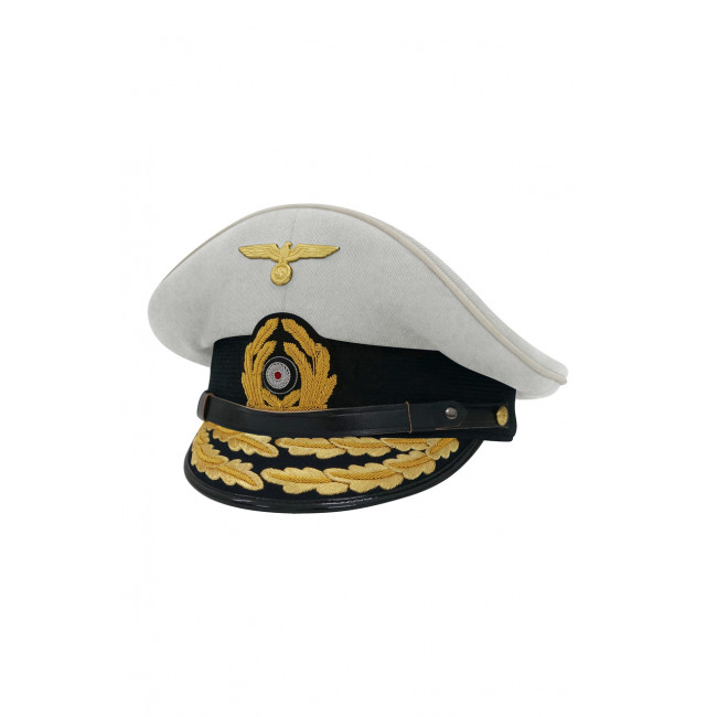 WWII German Kriegsmarine General White Cotton Visor Cap ww2 german Kriegsmarine cap,Kriegsmarine visor cap,Kriegsmarine Lieutenant visor cap,Kriegsmarine Captain visor cap,Kriegsmarine General visor cap