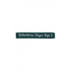 WWII German Luftwaffe Fallschirmjäger Rgt.3 EM dark green backing cuff title