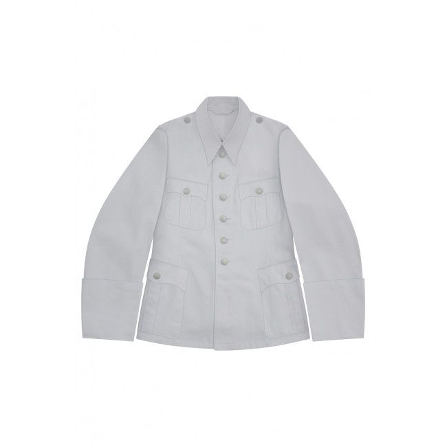 WWII German SS M41 Officer Summer White Cotton Service Tunic Jacket WW2 german uniform,SS uniform,waffen SS,gestapo,m32 tunic,WWII German HBT Cotton Tunic,HBT uniforms,WW2 german militaria,WW2 military surplus,w2 uniforms,WWII german,replica military uniforms,german summer uniforms,WWII Reenactment,reenactment shop