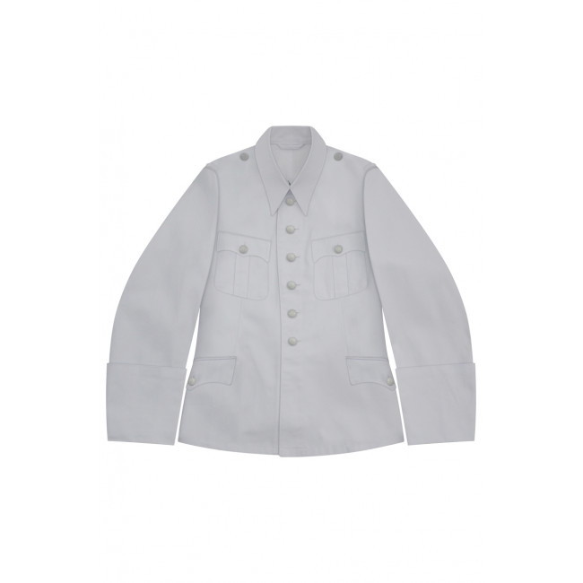WWII German SS M35 Officer Summer White Cotton Service Tunic Jacket 6 buttons WW2 german uniform,SS uniform,waffen SS,gestapo,m32 tunic,WWII German HBT Cotton Tunic,HBT uniforms,WW2 german militaria,WW2 military surplus,w2 uniforms,WWII german,replica military uniforms,german summer uniforms,WWII Reenactment,reenactment shop
