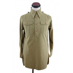 WWII German DAK Heer / SS Brown Long Sleeve Service Shirt