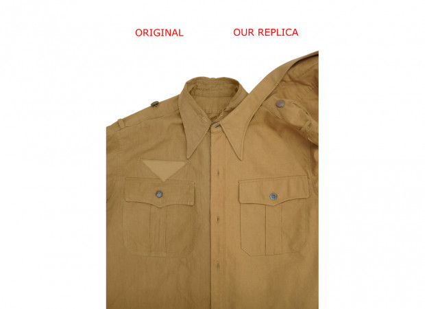 WWII German DAK Tropical Afrikakorps Sand Long Sleeve Shirt